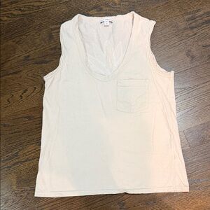 James Perse Cream Tank Top with Pocket